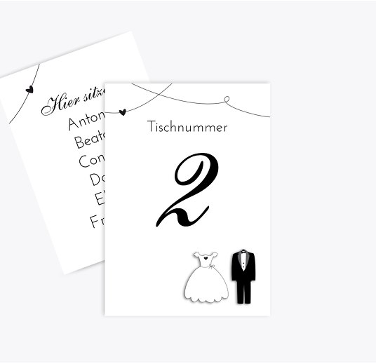 Tischnummer dress and suit Weiß 105x148mm