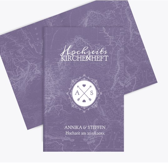 Hochzeit Kirchenheft Hochzeitspass Lilamatt 148x210mm