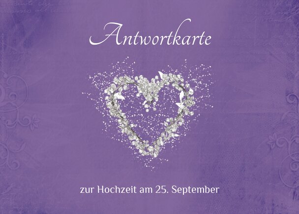 Ansicht 2 - Hochzeit Antwortkarte glamour heart