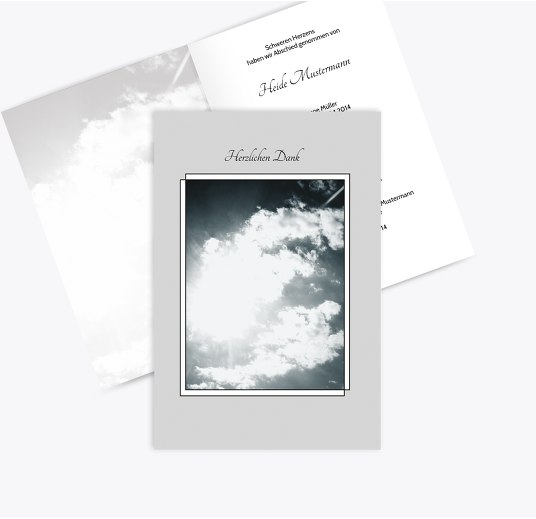 Dankeskarte Wolkenhimmel Trauergrau 114x170mm