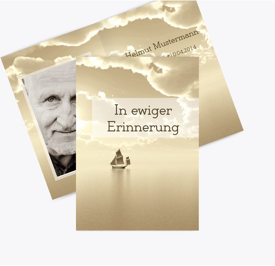 Sterbebildkarte Schiff Braun 74x105mm