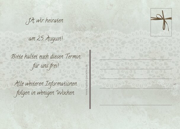 Ansicht 3 - Save-the-Date Vintage Lace