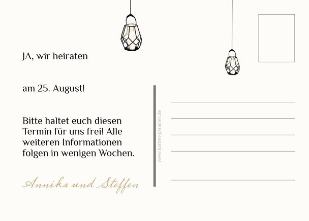 Ansicht 3 - Save-the-Date Vintage Laterne