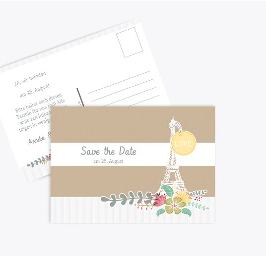 Save-the-Date Paris Trauerbeige 148x105mm