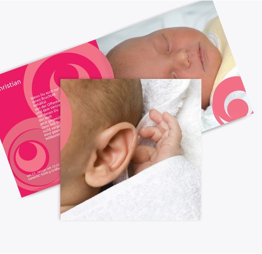 Geburtskarte Kreise PinkLeuchtend 145x145mm