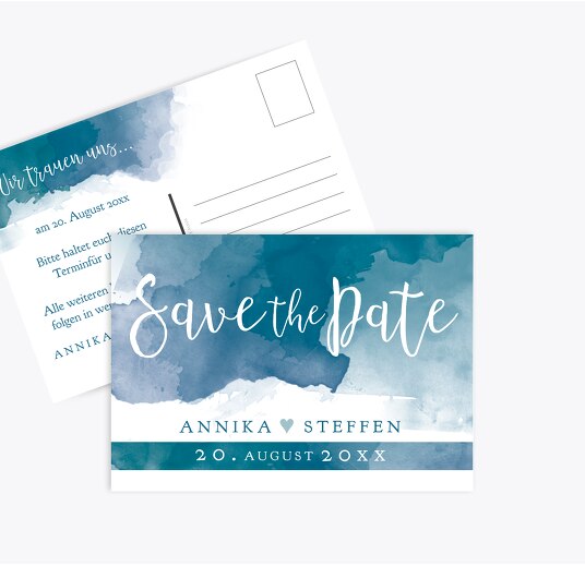 Save-the-Date Aquarell MattBlauDunkler 148x105mm