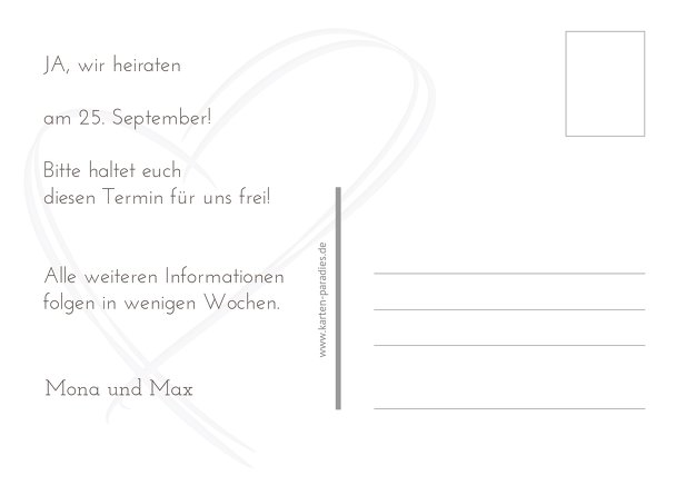 Ansicht 3 - Hochzeit Save-the-Date Doppelherz