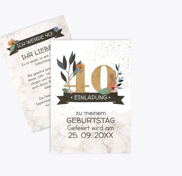 Geburtstagseinladung Blumenzahl 40