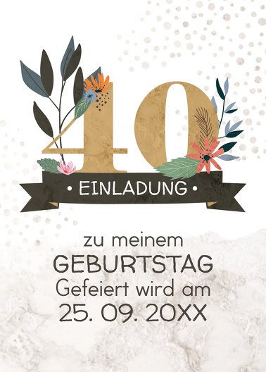 Ansicht 2 - Geburtstagseinladung Blumenzahl 40