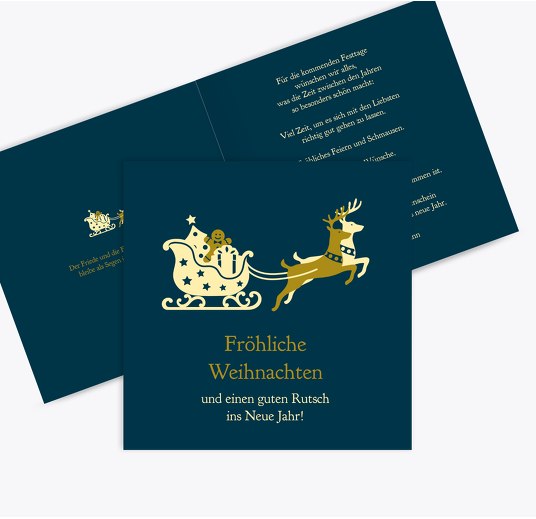 Grußkarte Kutsche DunkelBlaumatt 145x145mm