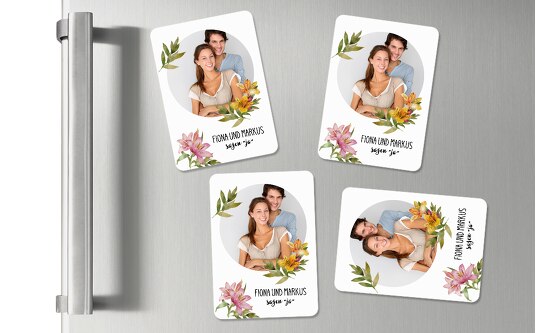 Magnet Blumendeko Weiß 55x77mm