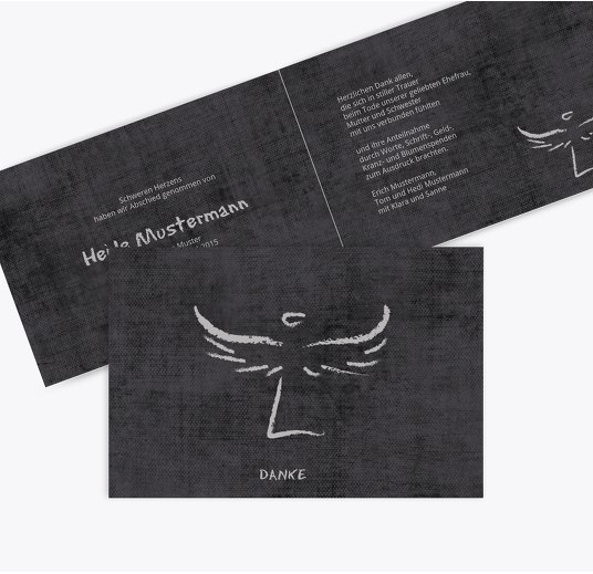 Dankeskarte heavenly wings Schwarz 170x114mm