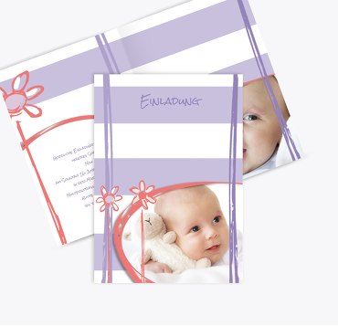 Taufkarte Flowers and Stripes