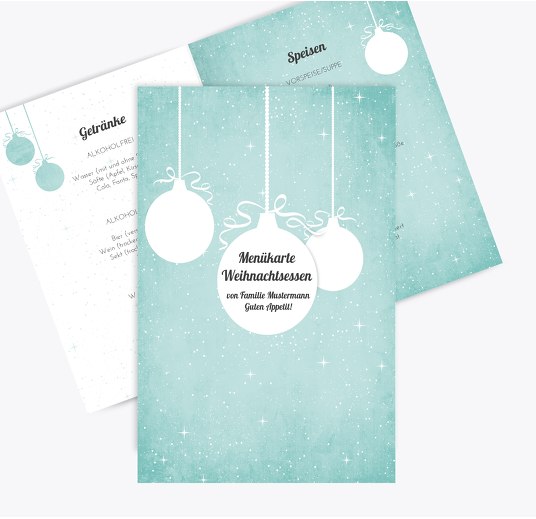 Menükarte Sternenglanz Hellgruenblau 148x210mm