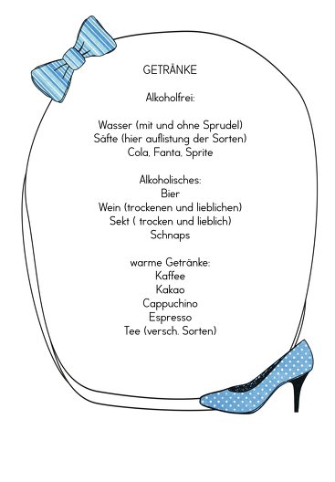 Ansicht 4 - Hochzeit Menükarte High Heel und Fliege