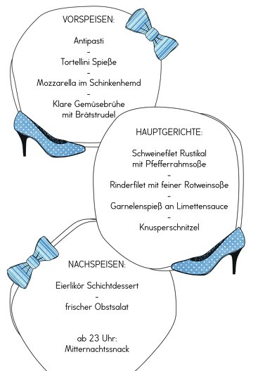 Ansicht 5 - Hochzeit Menükarte High Heel und Fliege