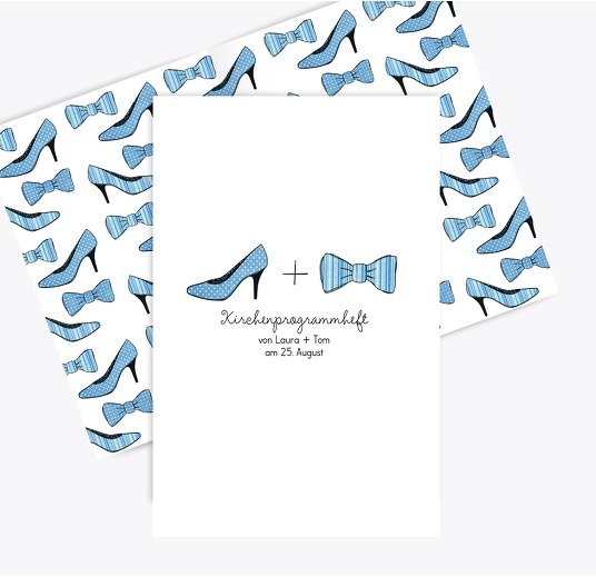 Kirchenheft Umschlag High Heel und Fliege HellBlau 148x210mm