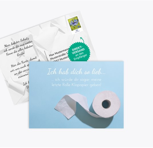 Spruchkarte Letzte Rolle Himmelblau 148x105mm