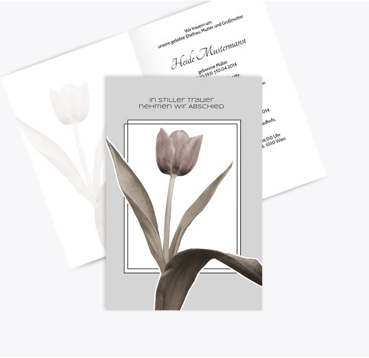 Trauerkarte Tulpe Trauergrau 114x170mm