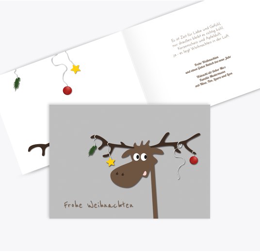 Grußkarte Elch Grau 148x105mm