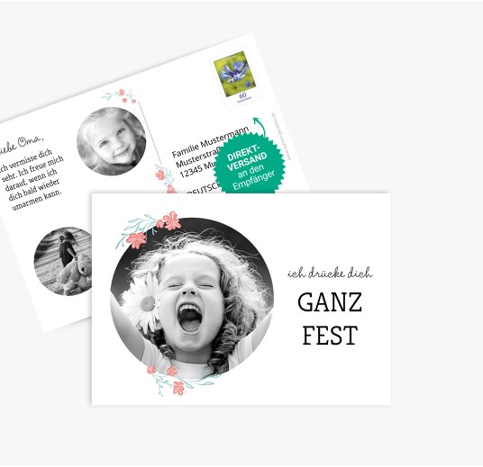 Spruchkarte Drücke Dich Kranz weiß 148x105mm