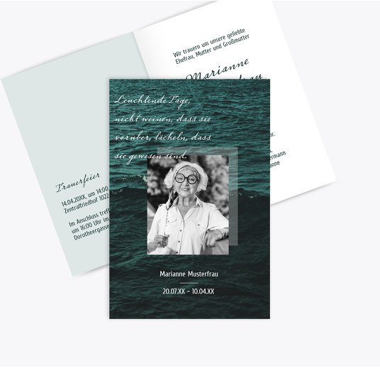 Trauerkarte In der Ferne Türkisblaukräftig 114x170mm