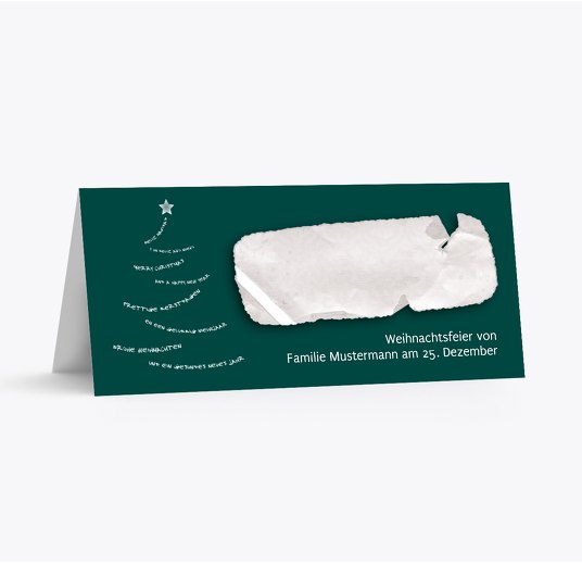 Tischkarte Schriftbaum Türkispetroldunkel 100x44mm