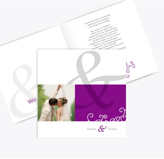 Dankeskarte Band der Liebe Pinklila 145x145mm