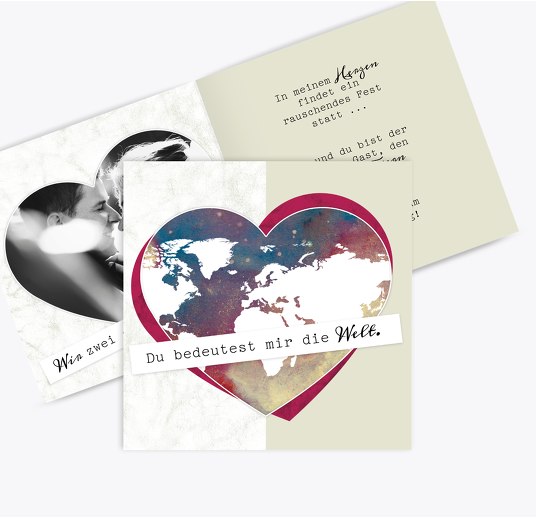 Valentinskarte Meine Welt Hellbraun 145x145mm