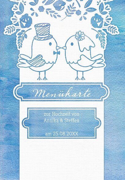 Ansicht 3 - Hochzeit Menükarte Vogelpaar