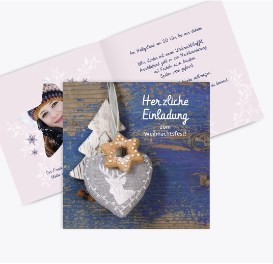 Foto Einladung Deko Blau 145x145mm