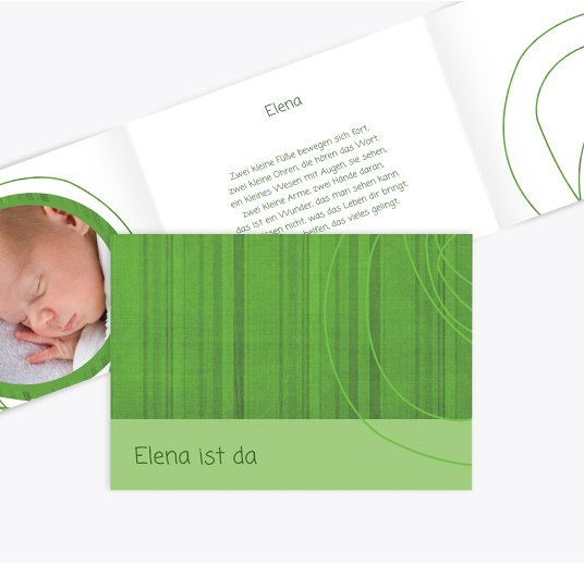 Baby Dankeskarte Wollknäuel Grasgruen 148x105mm