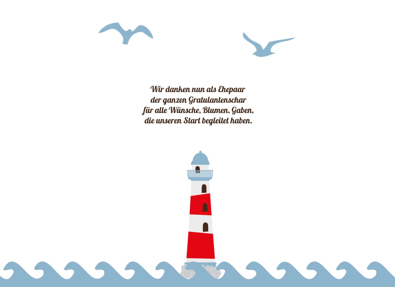 Hochzeit Dankeskarte Leuchtturm selbst gestalten!