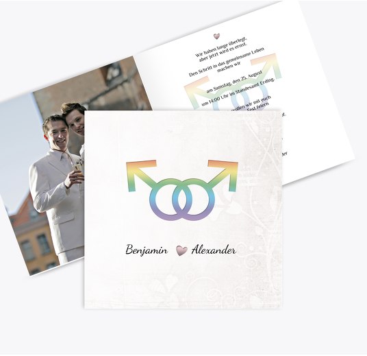 Einladung Im Zeichen der Liebe - Männer Weiß 145x145mm