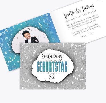 Geburtstagseinladung Foto Doodle