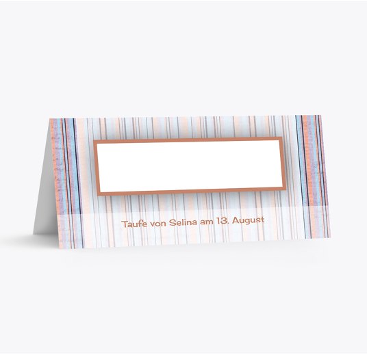 Taufe Tischkarte zarter Farbklang DunkelBlaumatt 100x44mm