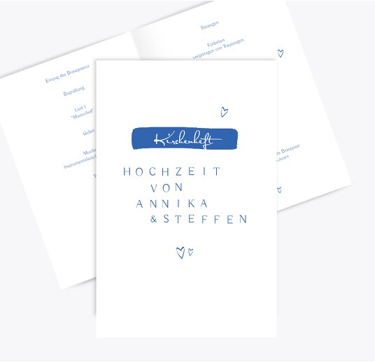 Hochzeit Kirchenheft Buchstabenrätsel Blau 148x210mm