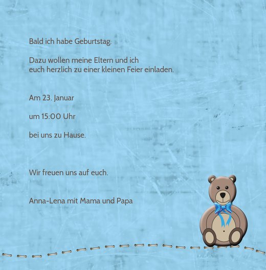 Ansicht 5 - Einladung zum Geburtstag Bärchen