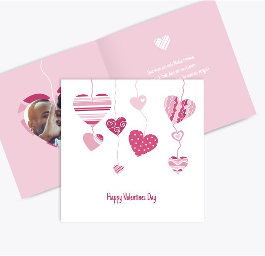 Valentinskarte Herzens Mobile Pink 145x145mm