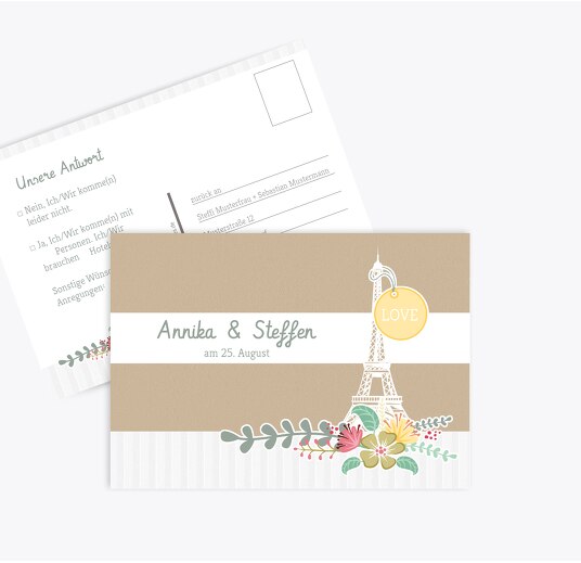 Antwortkarte Paris Trauerbeige 148x105mm