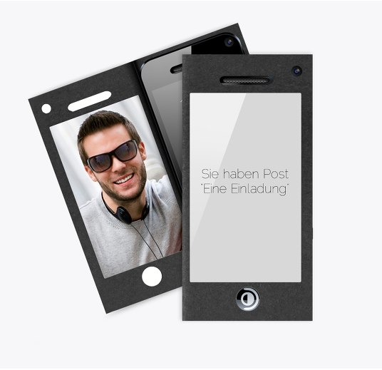 Einladungskarte handycouvert Schwarz 105x215mm
