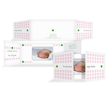 Baby Dankeskarte Blumentapete