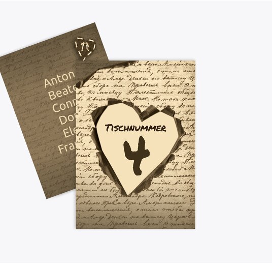 Tischnummer Herzensgedicht braunmatsch 105x148mm