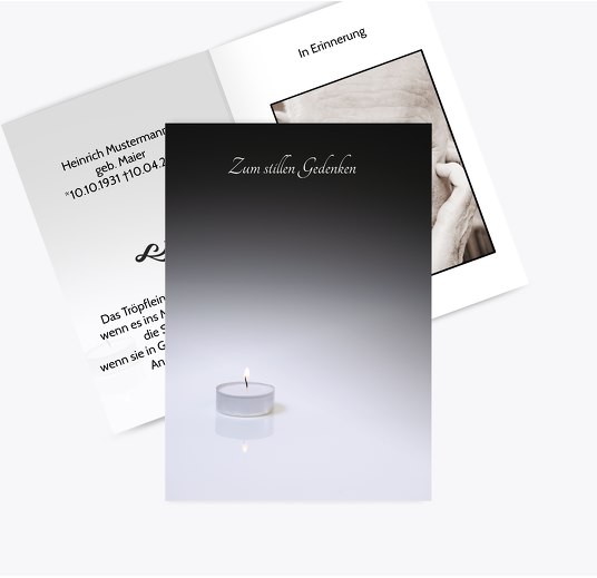 Sterbebildkarte Teelicht Trauergrau 74x105mm