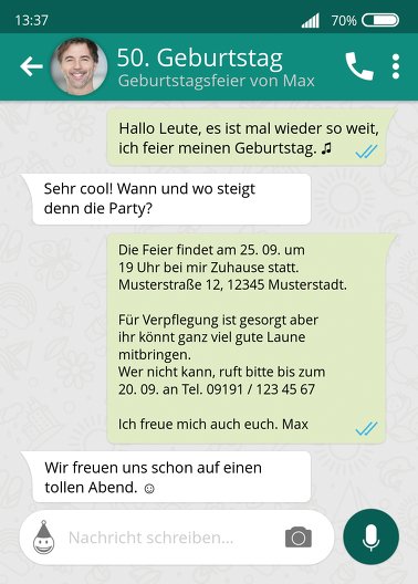 Ansicht 2 - Geburtstagseinladung Foto Chat 50