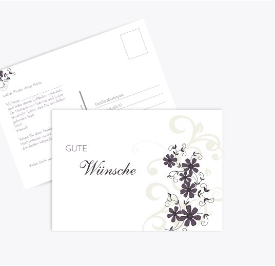 Hochzeit Ballonkarte Ranke Liladunkel 148x105mm