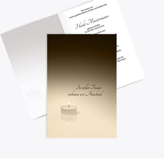 Trauerkarte Teelichtkerze Trauerbeige 114x170mm