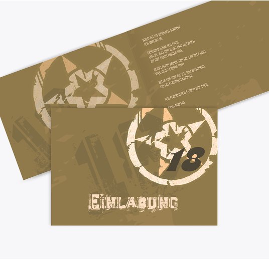 Karten zum 18. Geburtstag Star Style 18 Braungold 148x105mm