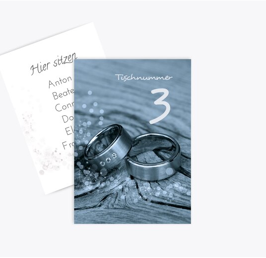 Tischnummer Eheringe MattBlauDunkler 105x148mm