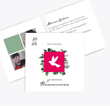 Kommunion Einladung Täubchen